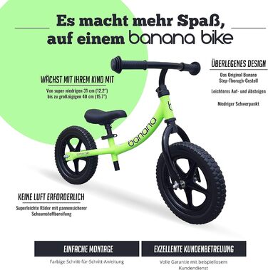 Балансирний велосипед Banana Bike LT 12 дюймів - Легкий велосипед без педалей для дітей - Регульоване сідло, кермо - Шини з захист