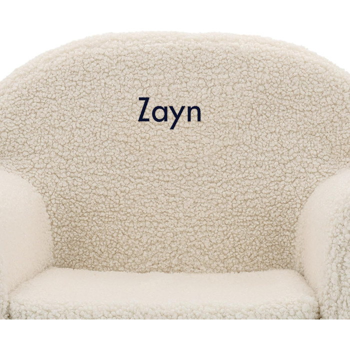 Дитяче крісло &quotВаш сюрприз&quot з іменем - Персоналізоване дитяче крісло з іменем або текстом, виготовлене з бавовни для хлопчиків та дівчаток віком від 1 до 4 років (Білий - Тедді)