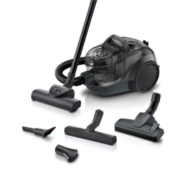 Безмішковий пилосос Bosch Serie 4 BGD21BA3T гігієнічний фільтр, 10 років гарантії на двигун, для паркету, килимів та плитки, насадка для твердих підлог, турбощітка, висока потужність всмоктування, компактний, 750 Вт, чорний