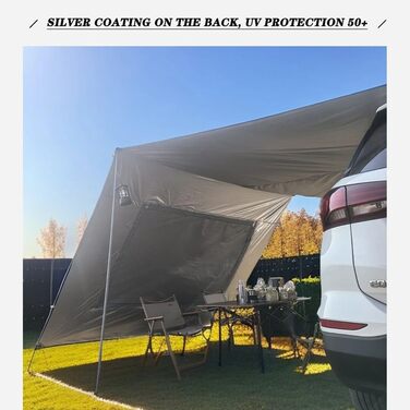 Тент для автомобіля 2,9x4,8 м з вікном-сіткою на задньому борту для кемперів, автофургонів, водонепроникний сонцезахисний козирок, кемпінговий, сонцезахисний вітрило, коричневий 2,9x4,8 м