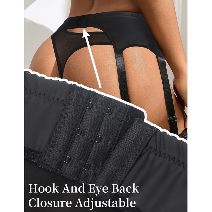 Жіночий пояс для панчіх ohyeahlady, широкий, з PU-шкіри, з 6 підвісними тримачами, великий розмір, з 12 змінними кліпсами та стрінгами