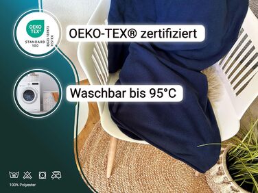 Флісова ковдра ZOLLNER 130x170 см - м&39яка та міцна флісова ковдра - можна прати при температурі до 95C - високоякісна підкладка - антистатичний матеріал - поліестер - темно-синього кольору - сертифікований Oeko-Tex