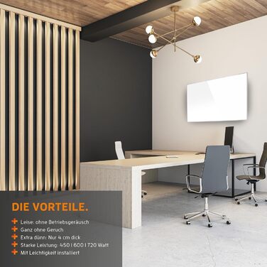 Інфрачервоний обігрівач KAISER 600 Вт - Нагрівальна панель з підставкою та РК-дисплеєм - Настінний та стельовий монтаж або портативний - Енергозберігаючий електричний обігрівач з термостатом та пультом дистанційного керування - для вітальні, ванної кімнат