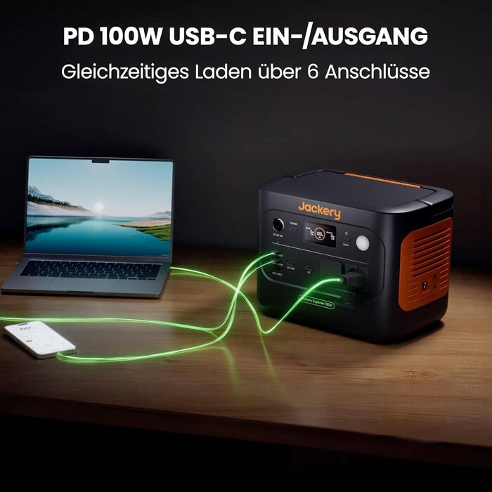 Сонячний генератор Jackery 1000 v2 з сонячною панеллю 100 Вт, портативна електростанція LiFePO4 1070 Вт-год, вихід 1500 Вт змінног