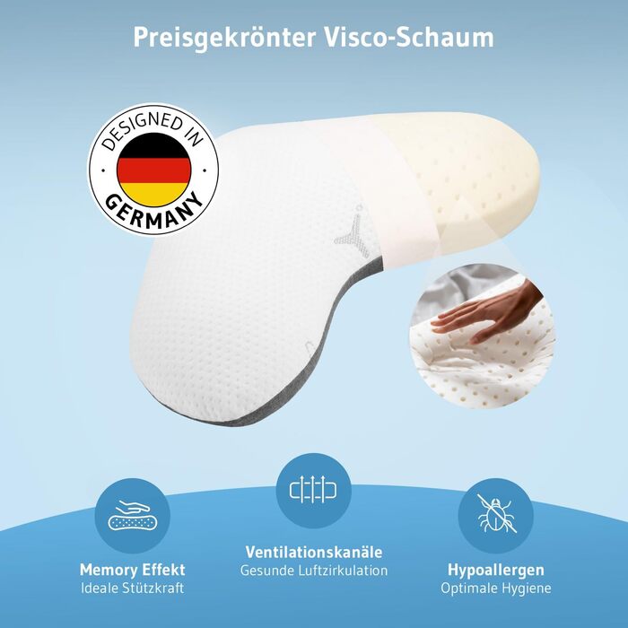 Подушка Third of Life для сну на боці, чохол з інноваційною технологією Intense, ергономічна подушка для підтримки шиї, високоякісна піна з ефектом пам&39яті, ергономічна подушка для шийного відділу хребта для сну на боці, білий/сірий