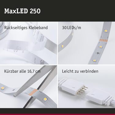 Світлодіодна стрічка MaxLED 250 Базовий набір 3м 11Вт 810лм Регульована біла 24 ВА з можливістю затемнення Смужка пластикова 2700 K, 79860