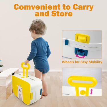 Дитячий набір столів RedCrab, стіл з будівельних блоків із місцем для зберігання, дитячий ігровий стіл, сумісний з іграшками-конструкторами, багатофункціональний робочий стіл - трансформується у валізу з колесами