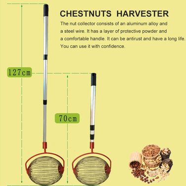 Рулонний збирач RPixc, збирач волоських горіхів, збирач фруктів, рулонний збирач без пластику для легкого збору опалих фруктів, волоських горіхів, вишень і яблук, з телескопічною ручкою.