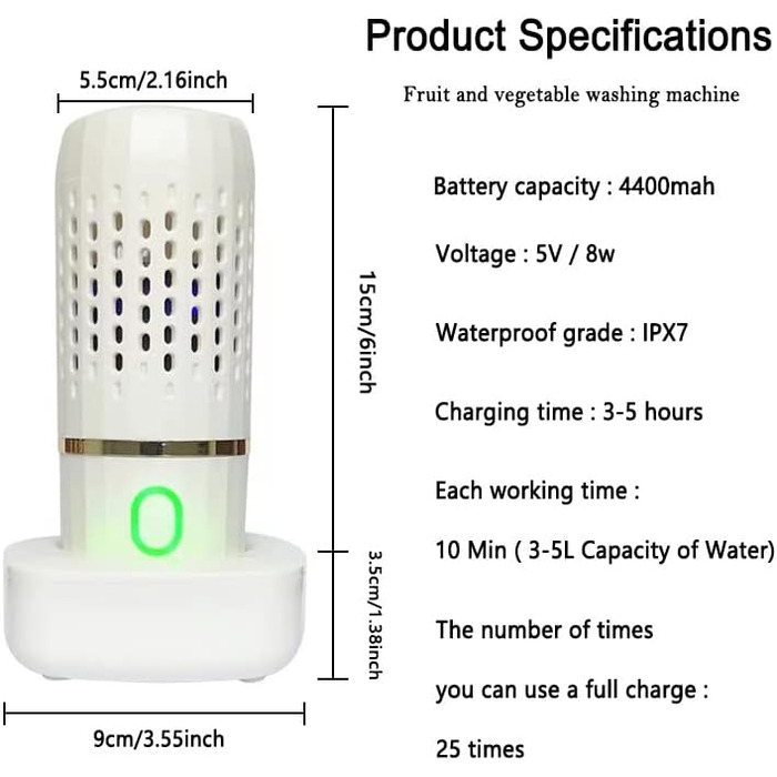 Машина для миття фруктових овочів, акумуляторна машина для чищення овочів та фруктів, портативний побутовий міні-засіб для чищення їжі для м'яса, морепродуктів