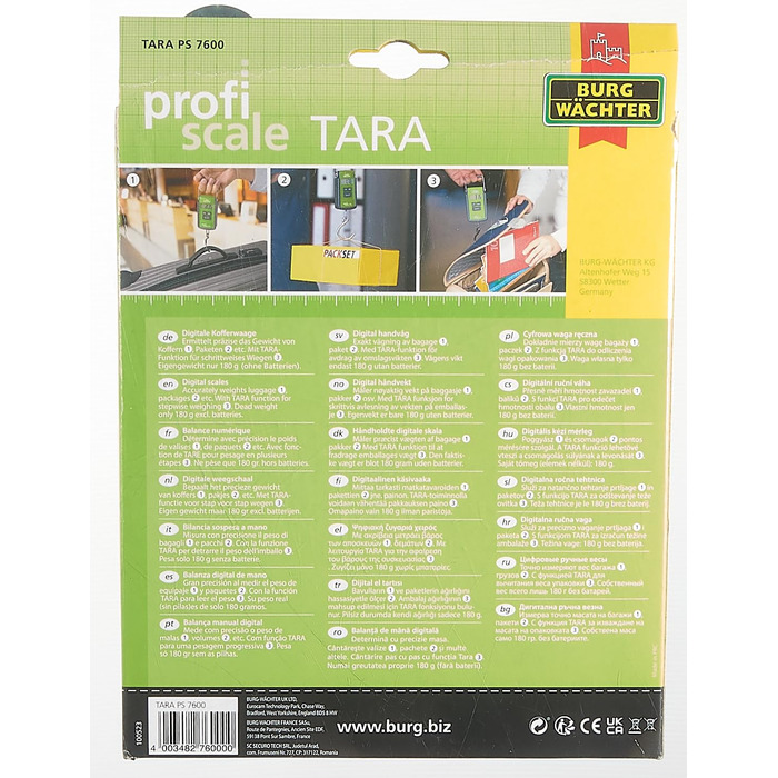 Ручні ваги Tara PS 7600, чорні, вага до 40 кг, просте управління Одинарні, 76000