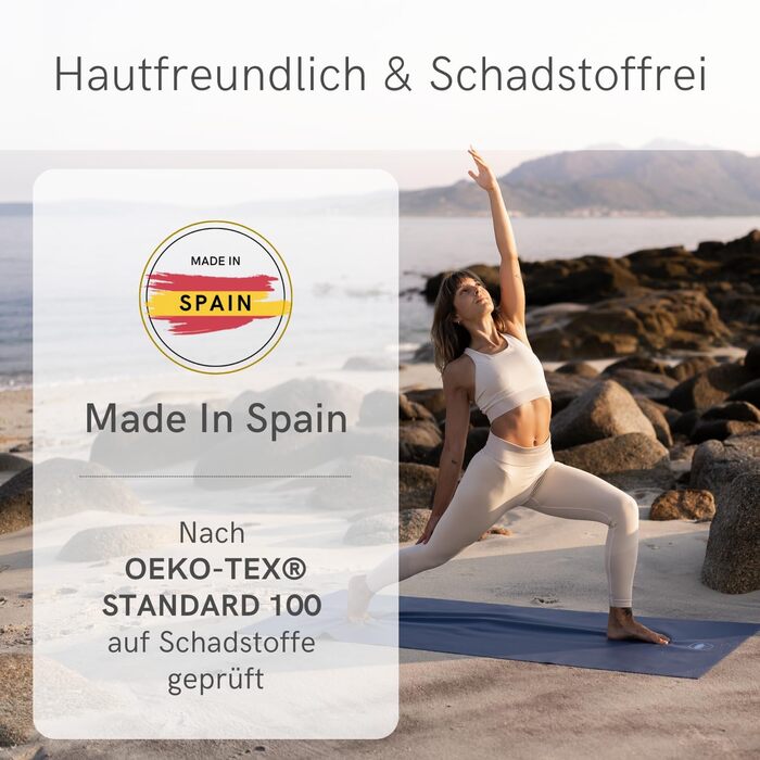 Килимок для йоги Lotuscrafts, тонкий та складаний, виготовлений з натурального каучуку, зроблено в Іспанії, легкий дорожній килимок вагою 1 кг, 185 x 65 x 0,13 см, тонкий килимок для йоги для використання в дорозі, колір індиго