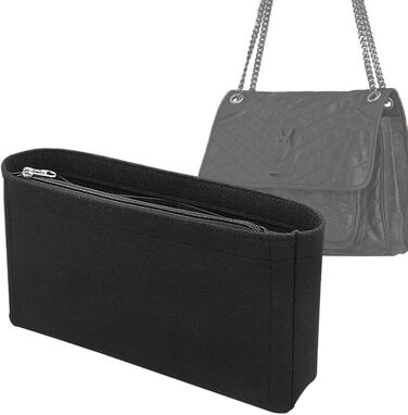 Вставка-органайзер для сумки Lckaey для NiKi22 28 32 Вставка для фінішної обробки сумки 3008black-28 Чорна 9.84*2.75*5.1in