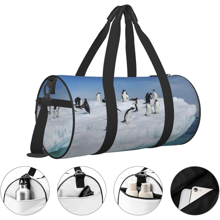 Спортивна сумка для подорожей Шнеєберг, з малюнком пінгвіна, чорна, універсальний розмір