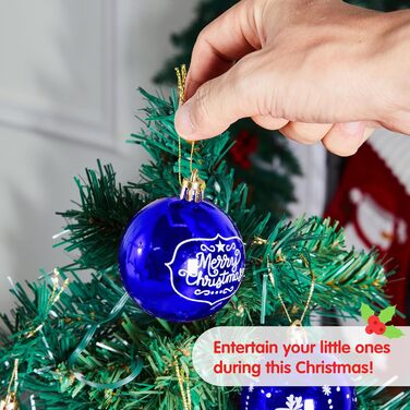 Різдвяні ялинкові прикраси у вигляді синіх та білих кульок 12 шт Joiedomi