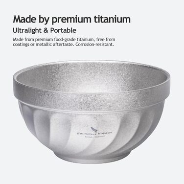 Двостінні титанові миски 800 мл вівсянка, їжа, рисовий суп, ізольована титанова миска, надлегка портативна посуд для кемпінгу на свіжому повітрі, металева чашка (срібна) Ti1169T 800 мл срібло Ti1169t