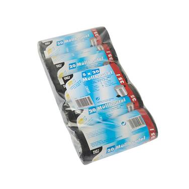 Пакети для сміття, HDPE 35 л 69 см x 55 см чорні, 5 x 20 шт.