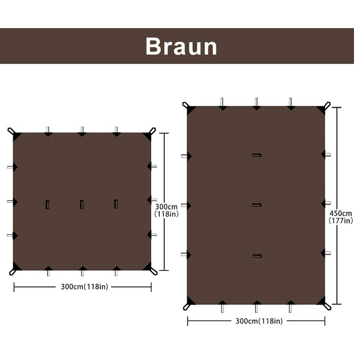 Брезент для намету Брезент для гамака Чохол від дощу Сонцезахисний парус для кемпінгу Ourdoor Водонепроникний анти-ультрафіолетовий Brau 3X4.5M