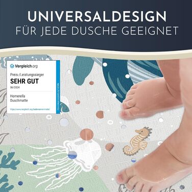 Килимок для душу нековзний дитячий - 100 без вмісту BPA Вкл. 2 гачки для підвішування 53x53см - Протиковзкий килимок для душу інте