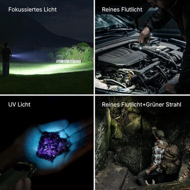 Ультрасвітлодіодний ліхтарик OLIGHT ArkPro з ультрафіолетовим та зеленим світлом, 1700 люмен, міцний плоский ліхтарик з чистим білим світлом, магнітне або USB-C підключення для використання на вулиці, водонепроникний IPX7, зелений колір