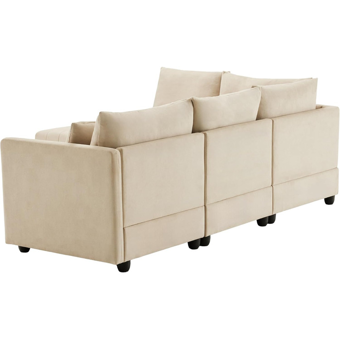 Модульний 5-місний диван з розкладною підставкою для ніг, L-подібної, U-подібної форми, підходить для вітальні, квартири тощо, бежевого кольору