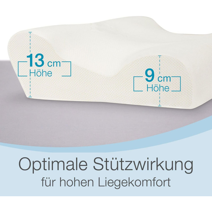 Подушка ELONEO для сну на боці, подушка для підтримки шиї, 100 мінеральна піна Visco, подушка для шиї Visco (Д 35 x Ш 50)