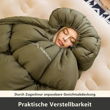 Спальний мішок BISINNA для дорослих, кемпінг, графеновий поліестер, тихий - водовідштовхувальний, дихаючий - 220x90 см на 4 сезони (1,8 кг/2,5 кг)