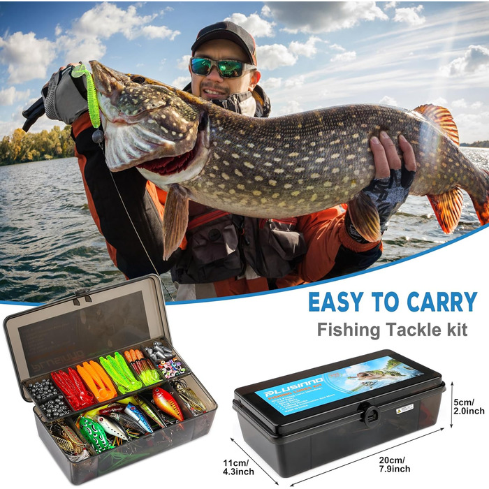 Рибальські приманки PLUSINNO для лову окуня, 16 блешень з портативною сумкою для перенесення, приманки для окуня, приманки для форелі, набір карбідних спінінгових приманок 292 шт. и