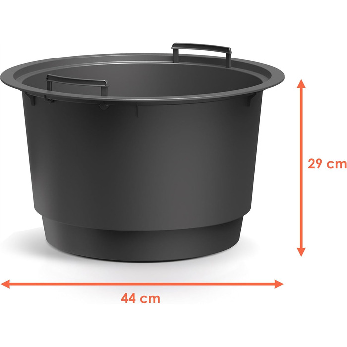 Круглий пластиковий квітковий горщик Spetebo з основою - 48 x 30 см - дизайнерський квітковий горщик антрацитового кольору з посадковою вставкою - кашпо, ваза для квітів, садове кашпо, середній розмір / 48 x 30 см