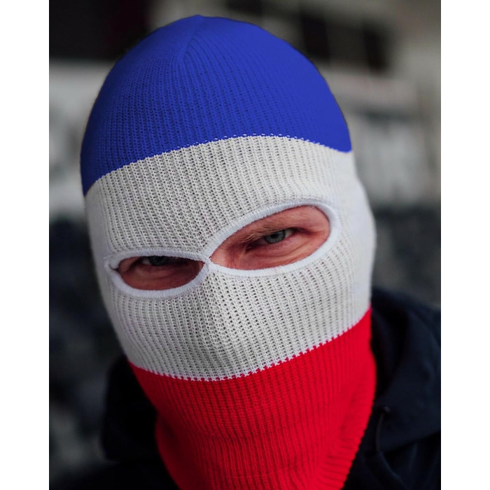 Шапка/Балконний Troublemaker 2 в 1 Синій Білий Червоний Смугастий Маска Шапка Балаклава Ультрас Лижні Хулігани