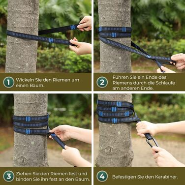 Ультралегкий гамак для подорожей Glymnis з підвісними тросами та сталевими карабінами, вантажопідйомність до 300 кг