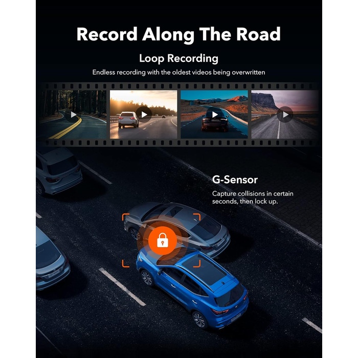 Камера заднього огляду WOLFBOX G930 4K, передня та задня камера реєстратора для автомобіля з 64 ГБ, сенсорна камера заднього виду дзеркала заднього виду, монітор паркування