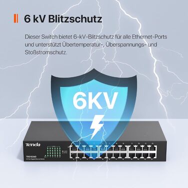 Портовий гігабітний мережевий комутатор 19-дюймовий стійковий LAN-комутатор (Plug-and-Play Ethernet-комутатор, безвентиляторний, стійковий/настінний, металевий корпус, чорний) (TEG1024D) 24 порти Стійковий, 24-