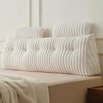 Подушка-книжка Z-hom, клиноподібна подушка, подушка для читання для ліжка та дивана, затишна подушка для спини, практична бічна кишеня, знімний чохол, з круглою подушкою для голови (версія з довгим ворсом, 150 * 50 * 20 см) 150*50*20 см