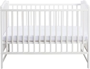 Дитяче ліжко ms factory Paris 120x60 см Дитяче ліжко з регульованою висотою з масиву дерева Ліжечко з безпечним лаком на водній основі Трансформоване дитяче ліжко зі знімними поручнями, біле