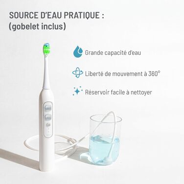Електрична зубна щітка 3-в-1 Щітки Іригатор Очищення від накипу 48 000 вібрацій/хв USB-перезарядка Для чутливих ясен та брекет-систем