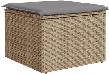 Табурет садовий з подушкою бежевий 55x55x37 см Poly Rattan,366092