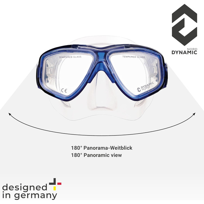 Набір для підводного плавання La Gomera Pro для дорослих - Розроблено в Німеччині Професійний 2-елементний набір для дайвінгу (маска для підводного плавання з двома лінзами, окуляри для підводного плавання, суха трубка та сумка) із захисними лінзами синьо