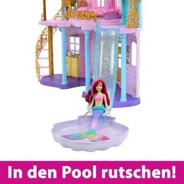 Ляльковий будиночок принцес Disney Mattel, Чарівний замок, 3 поверхи, 10 ігрових зон, зі світловими та звуковими ефектами, включає 28 аксесуарів, подарунки Disney, іграшка для дітей віком від 3 років, HLW29