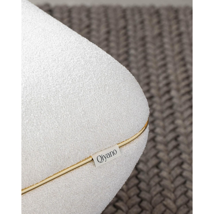 Великий пуф/табурет з м&39якої ведмедевої тканини білого кольору, сучасний, квадратний, зручний для вітальні, спальні, оздоблення зі штучної шкіри золотого кольору, висота приблизно 43 см, колір білий.