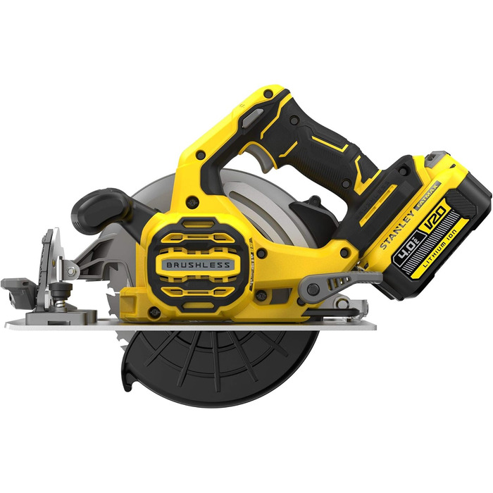 Акумуляторна портативна дискова пила Stanley FatMax V20 SFMCS550M2K (18 В, 4,0 Ач, безщіткова, безінструментальне регулювання глиб