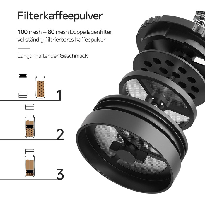 Портативний френч-прес NOTSEK Thermo, невеликий френч-прес з нержавіючої сталі 12 унцій, кемпінгова кавоварка без бісфенолу А зі щіткою для чищення губки для подорожей, кемпінгу та офісу