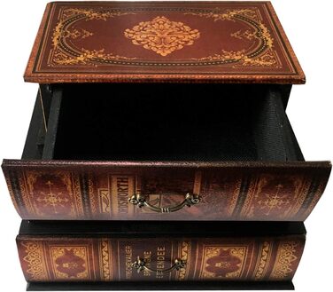 Міні-комод Rebecca Mobili, органайзер для столу, форма книги, 3 шухляди, МДФ ПВХ полотно, ретро стиль, для ювелірних виробів та косметики - Розміри 22 x 24 x 16 см (В x Д x Ш) - Арт. RE6443 22x24x16 см