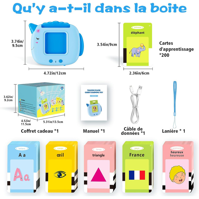 400 Mots, Jeu Educatif Pour Enfants ds 12 Mois, Developpement du Langage, Montessori Jouets Interactifs Pour Prscolaires Garons Filles 2-6 -Bleu, 400 Mots, Jeu Educatif Pour Enfants ds 12 Mois, Developpement du Langage, Montessori Jouets Interactifs Pour 