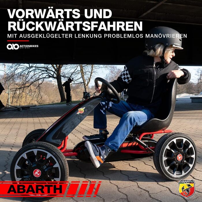 Екшн-велосипеди Motors GoKart Abarth FS595 Kettcar - Картинг - Педальний автомобіль з ручним гальмом - Закритий корпус з ланцюгом
