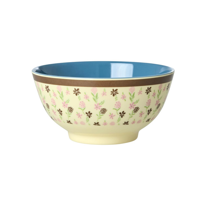 Рисова миска середнього розміру - Квітковий дизайн - Меламіновий посуд для дітей, кемпінгу, барбекю, пікніка, ударостійкий, без бісфенолу А, багаторазовий, 700 мл