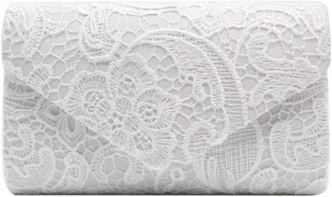 Клатч з мереживною накладкою, жіночий клатч, квітковий візерунок, мереживо, елегантна сумочка для вечірок та весіль 01 Білий