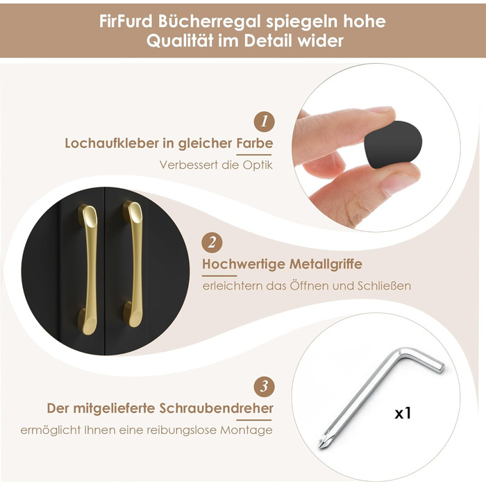 Книжкова шафа FirFurd 209 см з дверцятами, книжкова шафа з 15 відділеннями, вітрина, висока шафа, дерев&39яна багатофункціональна шафа, велика для вітальні, кабінету, кухні, 150 x 23,7 x 209 см, чорна