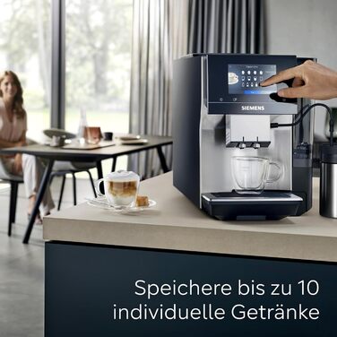Кавомашина Siemens EQ700 classic кольоровий TFT-дисплей, 36 гарячих та холодних напоїв, Cold Brew, 10 фаворитів, функція 2-х чашок, керування через додаток, автоочищення, срібляста, TP715E17