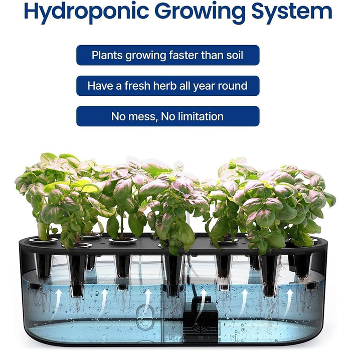 Системи гідропонного вирощування iDOO, світлодіодна лампа для рослин із автоматичним таймером, 10 стручків Smart Garden Indoor Herb Garden Hermination Kit, регульована висота, сигналізація про нестачу води