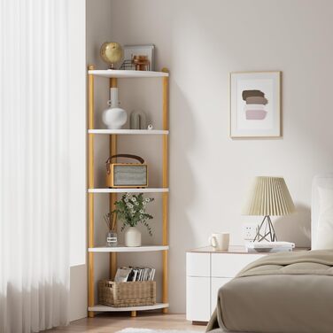 Кутова полиця Ruichang, стояча, 5 ярусів, книжкова полиця, окремостояча полиця, полиця для зберігання, складська полиця для кухні, ванної кімнати, вітальні, офісу, 143,5 x 29 x 29 см, біла